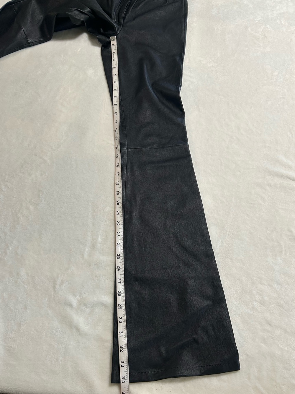 ARMA Black Leather Flare Pants US 6–8 Y2K Moto Rocker Bell Bottom - Picture 6 of 11